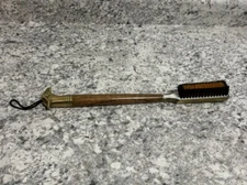 Vintage Brass Eagle Head Shoe Brush 14" with Hanging Handle Used