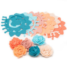 12 Tattered Wool Blend Felt 3D Roses Die Cut Appliques - U PICK COLOR SCHEME