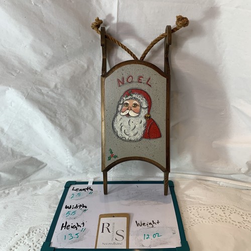 Vintage Handmade Wooden Noel Santa Sled Wall Hanging Décor 13.5 Inches Tall - Picture 10 of 10