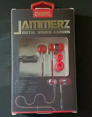 Coby CVE-200-RED Earbuds Jammerz Metal Stereo Built In Microphone SEALED
