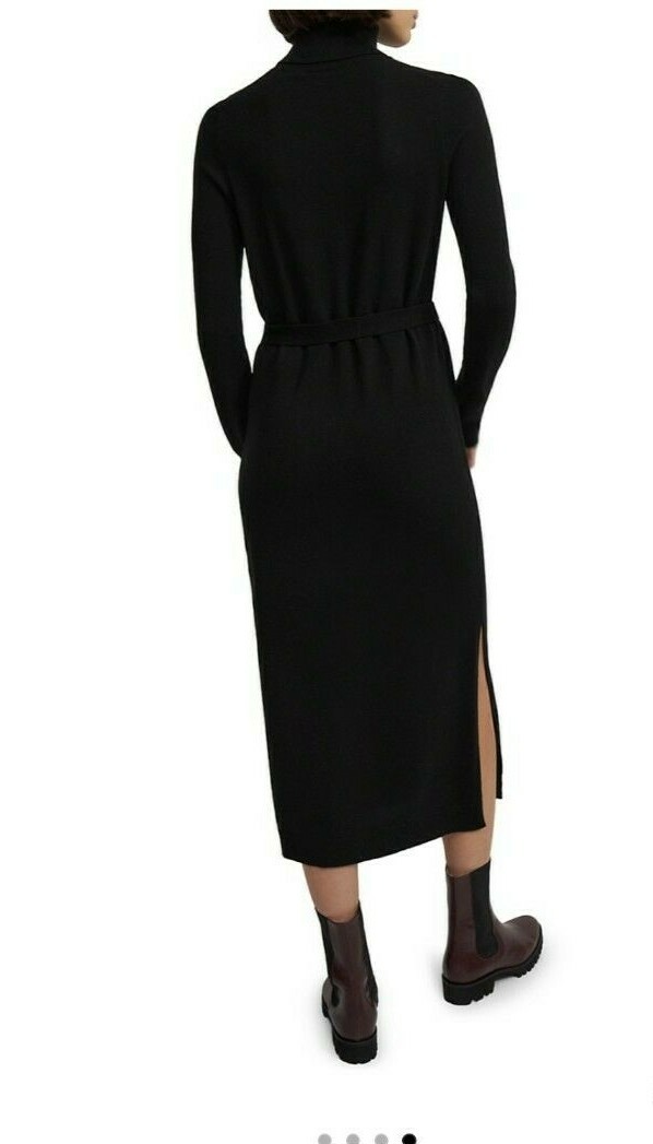 NEW Theory Belted Cashmere Midi Turtleneck Dress in Black - Size M