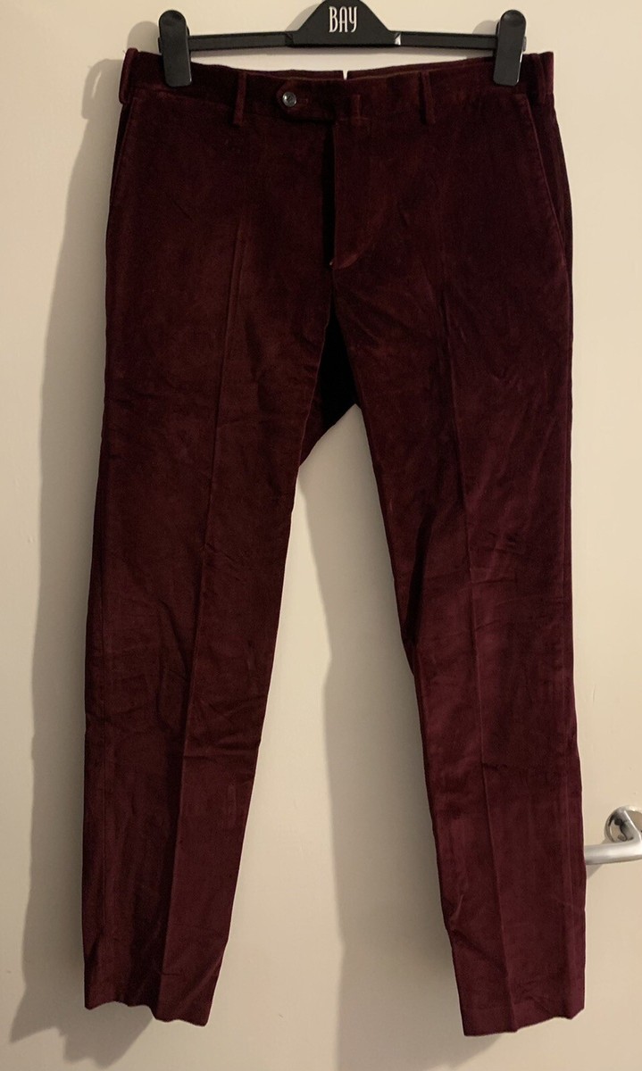 PT01 TORINO Burgundy Trousers Dress Pants Pleated Winter Cotton