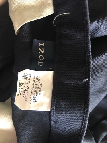IZOD Navy Blue Pleated Front Khaki Chino Pants Boy’s Size 20R - Picture 9 of 9
