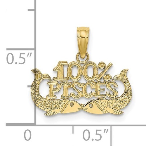 Real 10kt Yellow Gold 100% PISCES Zodiac Charm Pendant horoscope sign - Picture 3 of 5
