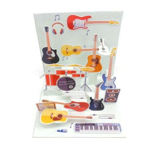 Any Occasion Greeting Card Guitars 3D Pop Up Treasures Up With Paper - Picture 2 of 8
