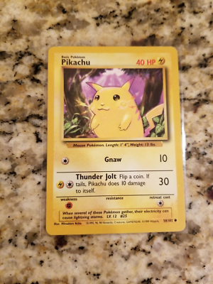 pokemon base set common card 58 102 pikachu pokemon Miscellaneous Cards & Products Pikachu