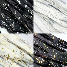 Gold/Silver Splash Splatter Paint Flat Laces For Air AJ Jordan kobe max 1 4 5