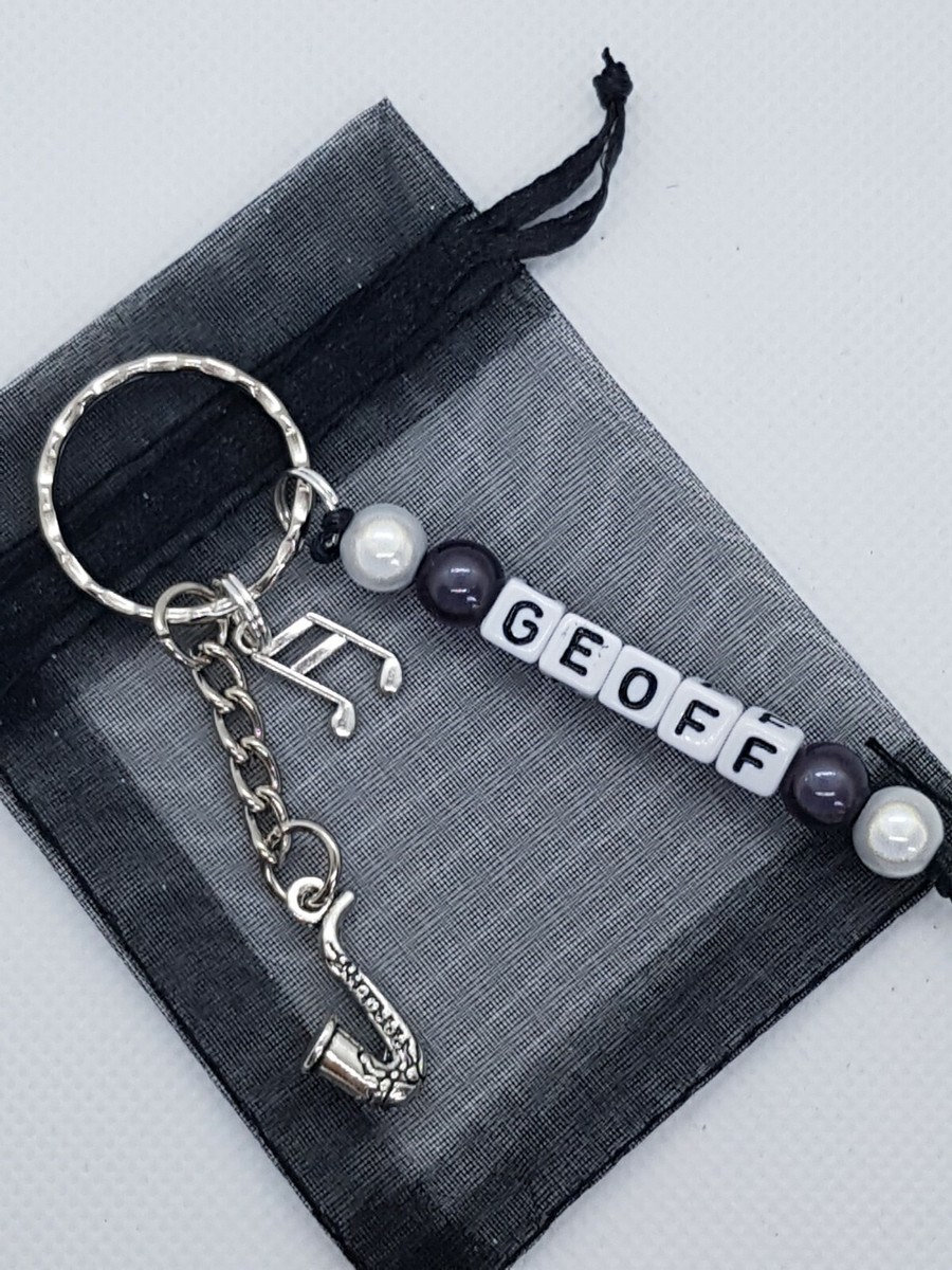 Personalised saxophone Keyring, music gifts, music keyring, wind