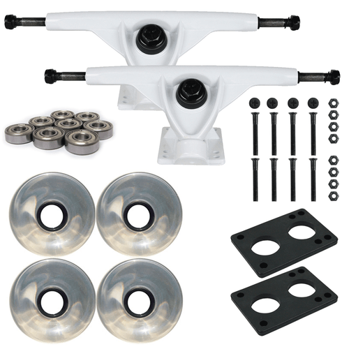 Longboard 181mm Reverse Kingpin White Trucks 70mm Clear Wheels with Bearings & H - Bild 1 von 4