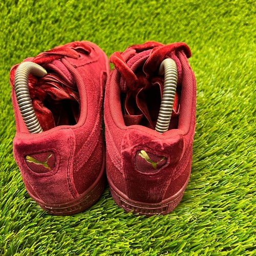 Puma Suede Heart Boys Size 7C Red Burgundy Athletic Casual Suede Shoes Sneakers - Picture 7 of 10