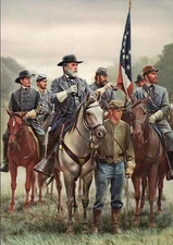 General Robert E. Lee & Staff, The Enemy Is There -- Military Civil War Postcard