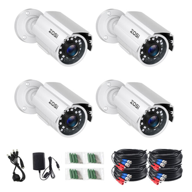 ZOSI 4PK 1080P HD Home TVI Security Cameras Outdoor CCTV Night Vision Alert IP66