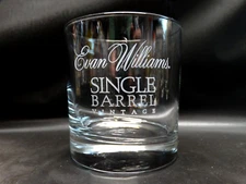 Evan Williams Single Barrel Whiskey Glass 3.5" Barware Man Cave Vintage EUC