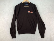 AHC Luxury Designer Brown Cotton Blend V-Neck Knit Jumper Men Size UK Large