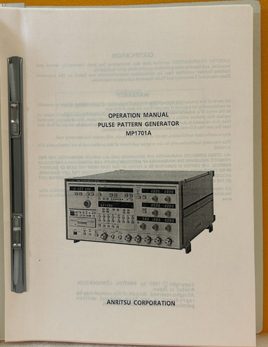 Anritsu Corporation MP1701A Pulse Pattern Generator Operation Manual ...