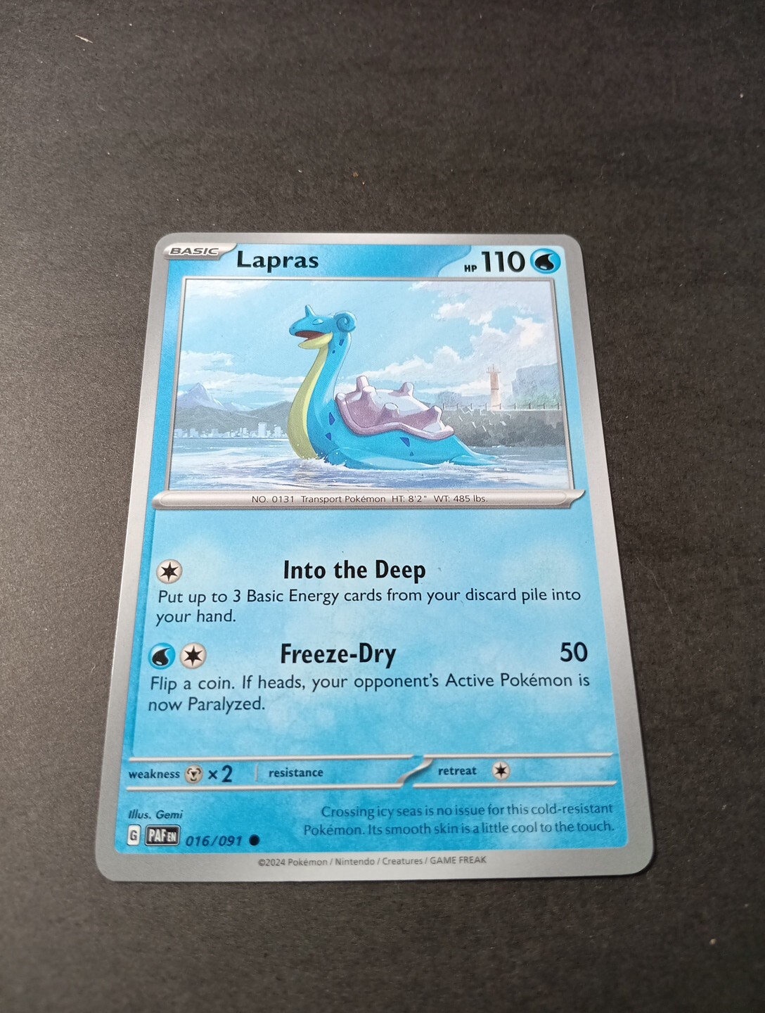 Pokemon Paldean Fates Lapras Common Card 016/091 NM