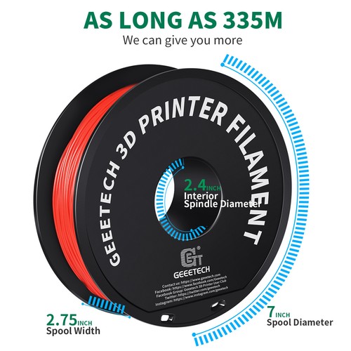 Geeetech PLA 3D Printer Filament 1.75mm 1kg Red High Precision PLA Consumable US - Picture 4 of 8