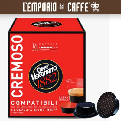 CAFFÈ VERGNANO 128 Capsule Caffe Vergnano Compatibili Lavazza a Modo Mio Cremoso Red Rosso