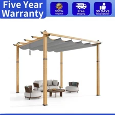 10x10 Ft Pergola Outdoor Pergola with Adjustable Canopy Stable Modern Alumin
