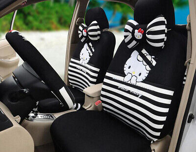 New Hello Kitty  Car Seat Covers Steering Wheel Cover Head restraint 18pcs 