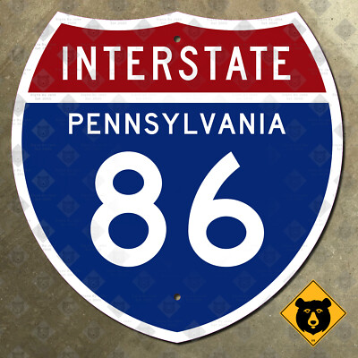 Pennsylvania Interstate 86 route marker highway road sign 1957 Greenfield 12x12