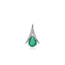 14 k Gold Diamond Pendant,Emerald Pendant,Emerald Diamond Pendant,Emerald