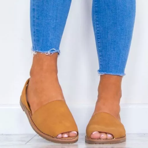 Sandalias planas menorquinas para mujer Mula española con cordones punta abierta verano zapatos para dama - Imagen 15 de 19