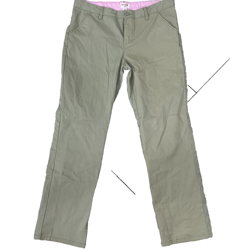 Lot of 2 Cat Jack Pants Girls Youth Chino Denim Khaki Adjustable Uniform Size 16