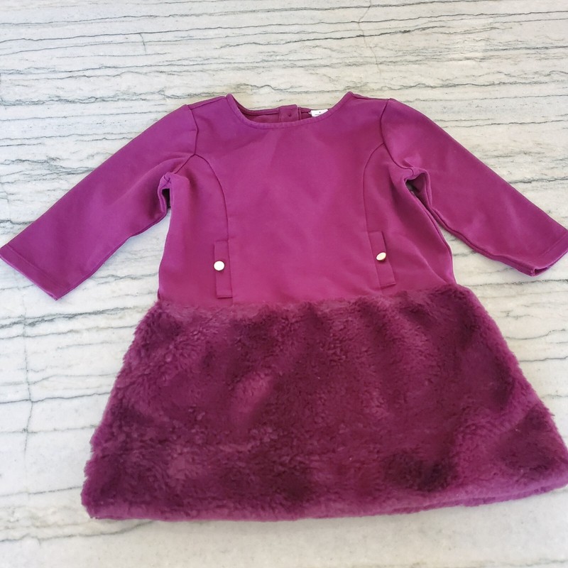 Janie and Jack Girls Plum Purple Faux Fur Bottom Dress Size 4