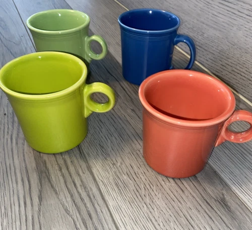 4pc Fiesta Homer Laughlin HLC Coffee Mugs Cups Assorted Colors Ring/D Handles
