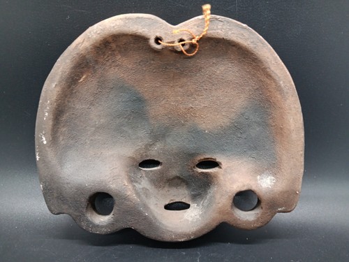 Vtg. Set of 2 Aztec Mayan Tribal Wall Face Head Masks - Mexican Red Clay Pottery - Picture 6 of 6
