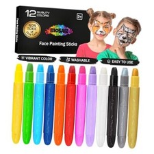 Face Painting Kits for Kids, 12 Colors Water Based Face Paint Kit, Twistable