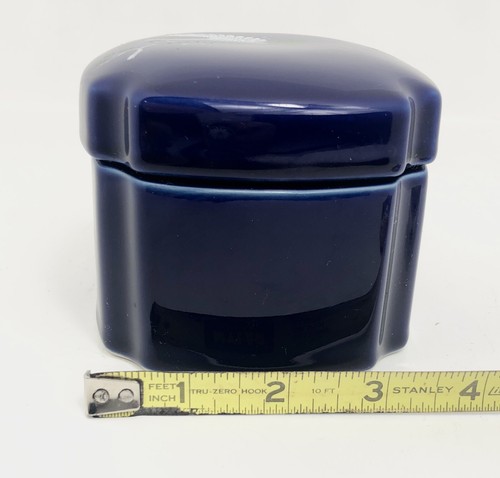 Scatola portaoggetti blu con gru dipinta a mano - Foto 4 di 7
