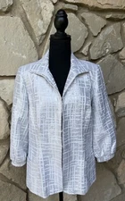 VICTOR COSTA Jacket Size Small Silver White Metallic Lined Excellent Condition