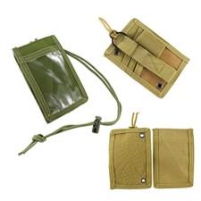 Tactical Credit Card Pouch ID Card Holder Hook Loop Pouch with Neck Lanyard