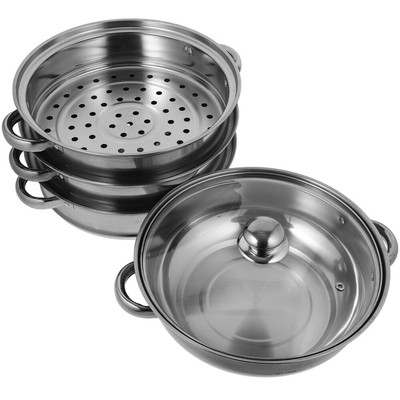  Stainless Steel Steam Hot Pot Large Cooking Steaming Pots Dumpling Steamer