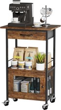 Buffets Coffee Bar Cabinet - Rolling Kitchen Rack Farmhouse Small Coffee Stand