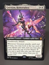 NM Exteneded Art Gwenom, Remorseless, MTG, Spider-Man, Magic the Gathering, 256