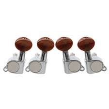 Musiclily 2R2L Ukulele Sealed Machine Heads Tuning Pegs Keys w/ Pearl Red Button