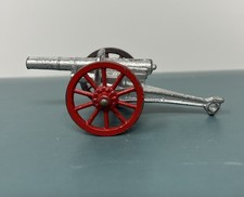 Vtg Civil War Miniature Cannon Made In USA Metal 3”+ Silver & Red