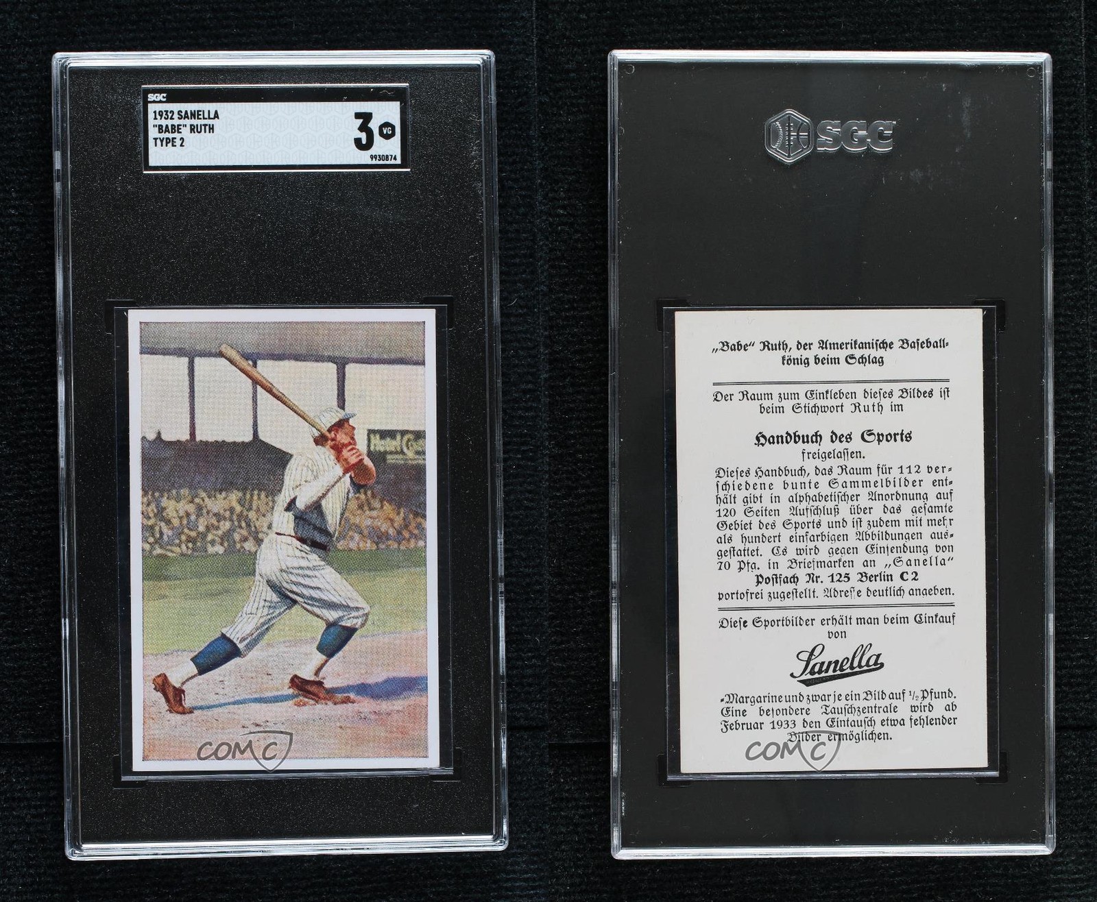 1932 Handbuch des Sports Sanella Logo Towards Bottom on Back Babe Ruth SGC 3 HOF view 3