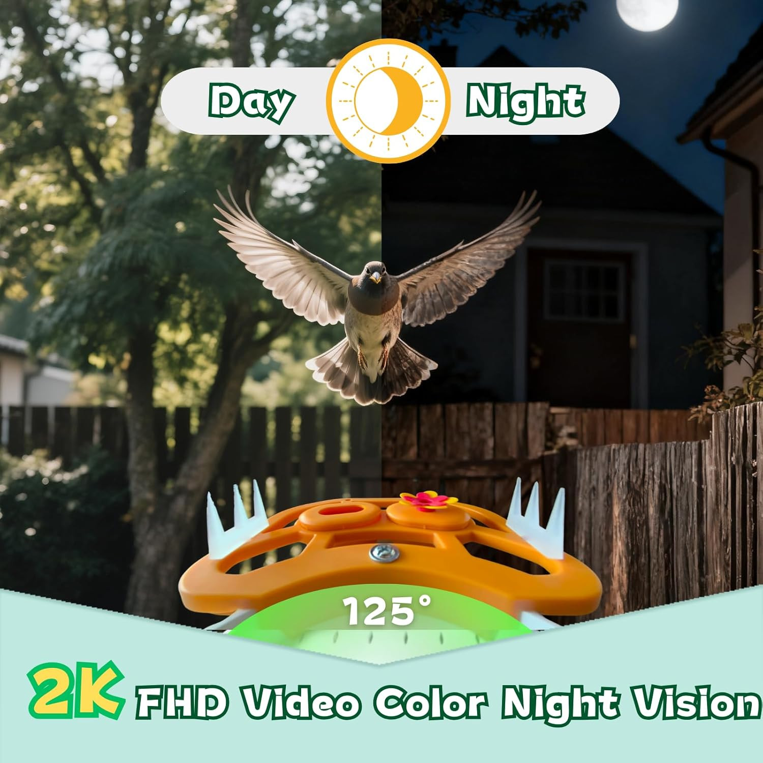 Smart Bird Feeder with Camera, 2.4Ghz Wifi Watching Camera Bird Feeders for Outd