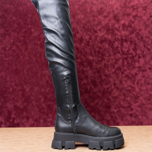 Aldo Women Black Vegan Leather Platform Festival OTK Boots sz 8.5US EUR 39 - Picture 4 of 10