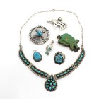Southwest Sterling Turquoise Hand Stamp Necklace and Pendants Lot of 7 #S5593-3 — photo 1