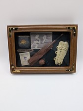Vintage Don Bradman Cricket Testimonial Shadow Box Wooden Frame Hanging Display