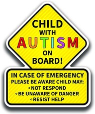Child with Autism On Board Sticker Decal, 2-Pack
