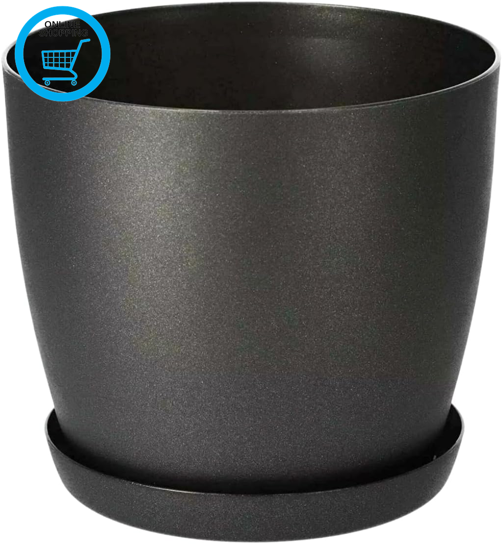 Flower Pots 6 Colours 8 Sizes Matt Plastic Plant Pots Planter + Saucer Tray Deco