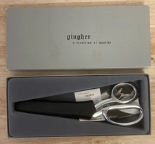Vintage GINGHER G-8  Knife Edge Scissors  8" Chrome Original Box /Guard / Insert