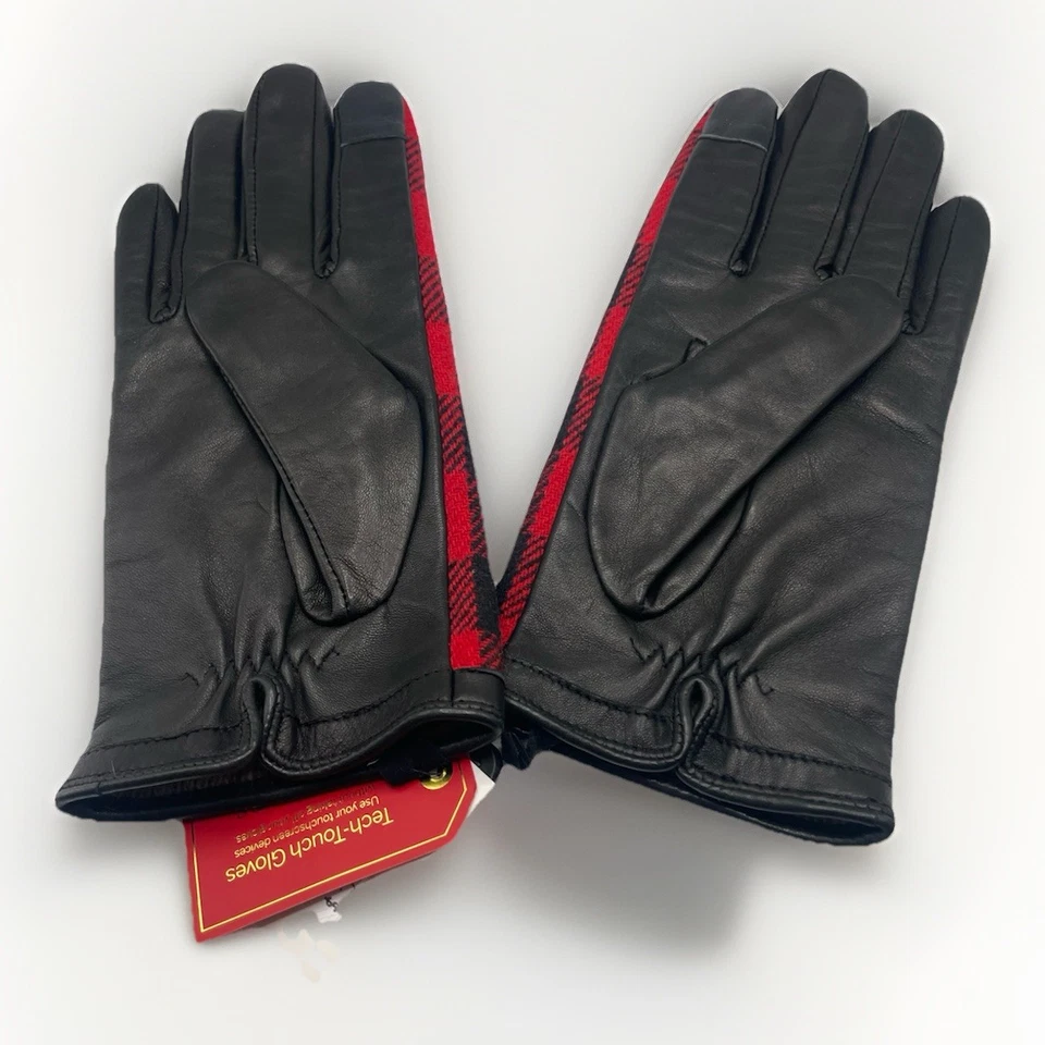 Guantes Talbots Tech-Touch para mujer rojos negros cuadros búfalo talla M nuevos con etiquetas Foto 2 de 4