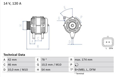 Alternator Bosch for Citroen Berlingo 0 986 049 091